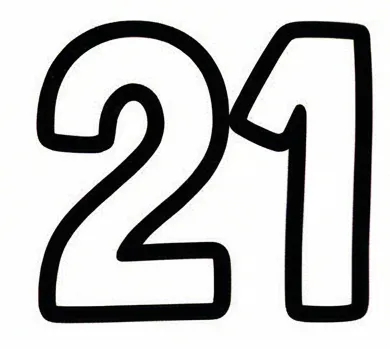 a number 21 with the number 21 on it.webp